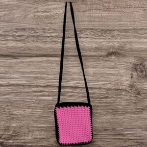 Pink and Yellow Crochet Shoulder Bag